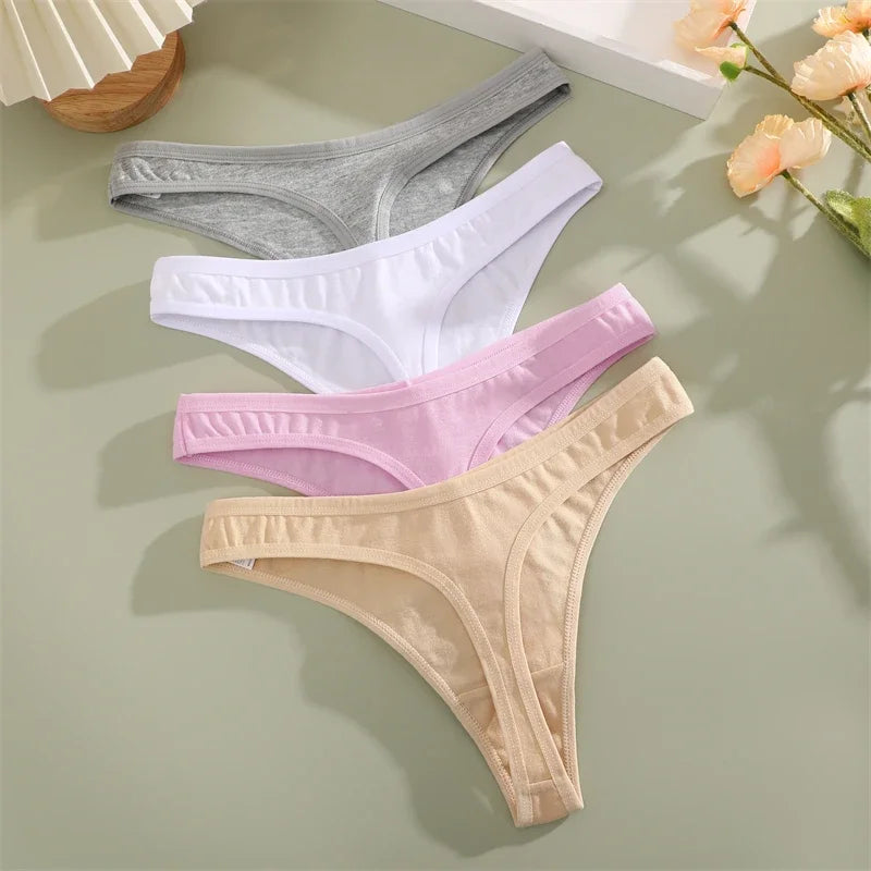 5Pcs Women Sexy Cotton Thongs Female Bikini Panties G-String Underwear Thongs Striped Panties Female Underwear T-Back Intimat