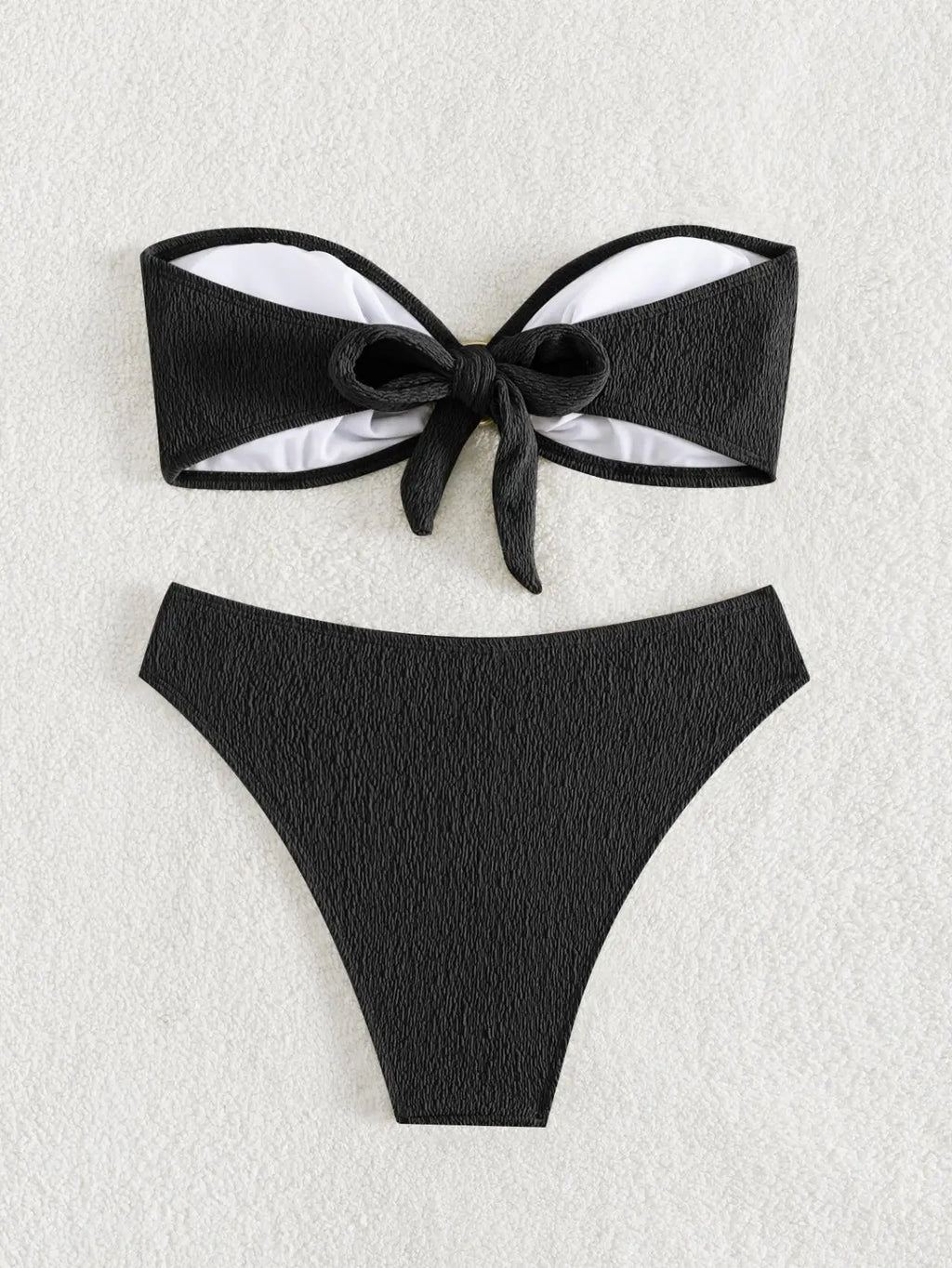 Sexy Bandeau Bikinis Sets Women Metal Ring Linked Push Up Micro Swimsuit 2025 Solid Bathing Suit Thong Swimwear Trajes De Baño