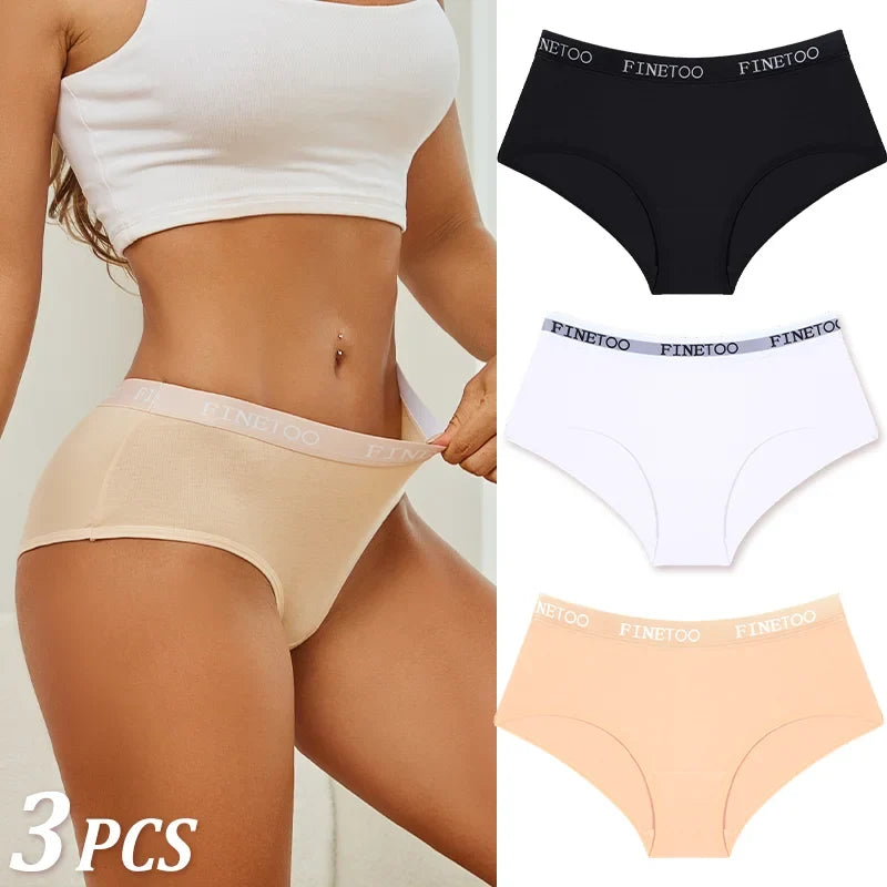 3Pcs Women's Cotton Briefs Letter Belt Underwear Women Panties Sexy Breathable Briefs Female Stretch Ladies Soft Lingerie