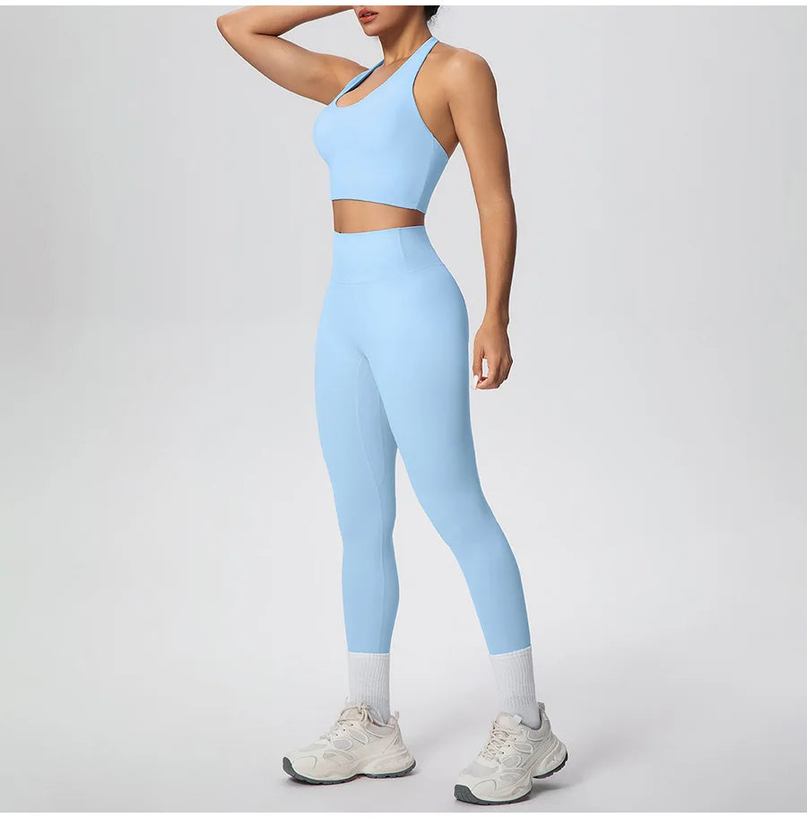 Yoga Clothing Set Women's High Waisted Leggings and Top 2 Piece Seamless Fitness Exercise Clothing Gym Sportswear Tracksuits