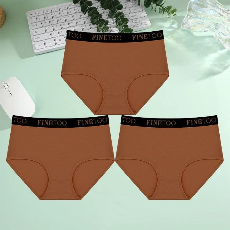Finetoo 3Pcs/Set Women's Seamless Cotton Briefs Women Plus SizePanties Breathable Underwear Female Low Waist Soft Lingerie S-XXL