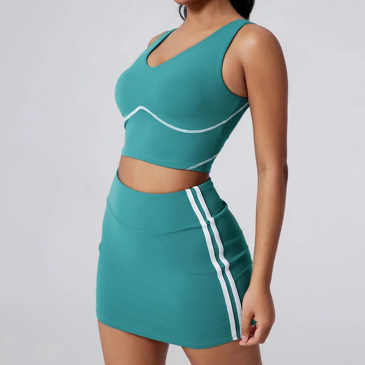 Women Vest Tank Top Tennis Suit Fitness Yoga Set Casual Outdoor Short Skirt Running Golf Gym Suit Female Breathable Sportswear