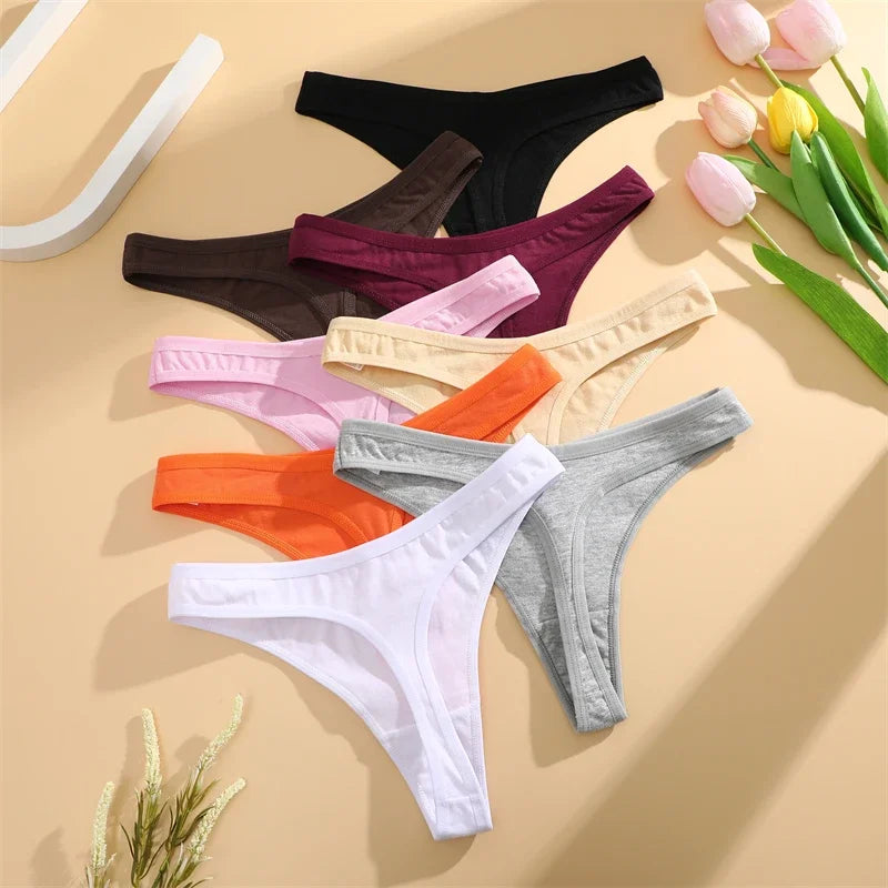 5Pcs Women Sexy Cotton Thongs Female Bikini Panties G-String Underwear Thongs Striped Panties Female Underwear T-Back Intimat