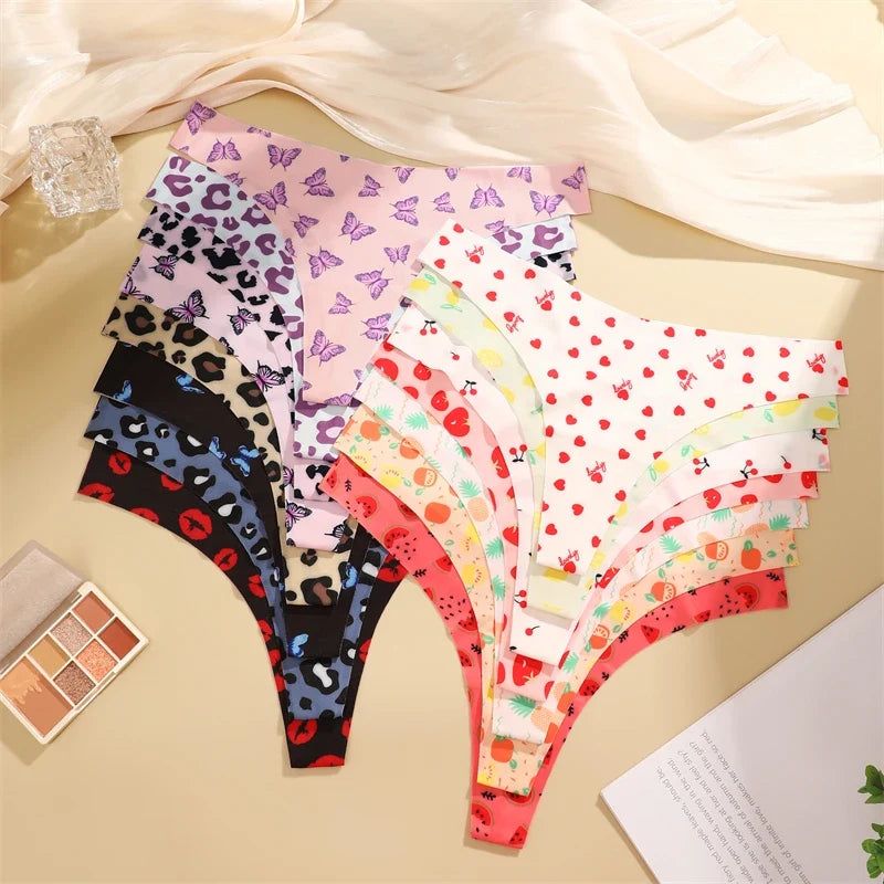 3Pcs Ultra-thin Seamless G-string Women Thongs Sexy Sweet Fruit Low-waist Panties Ladies Soft Cute Thongs Female S-XL T-Back