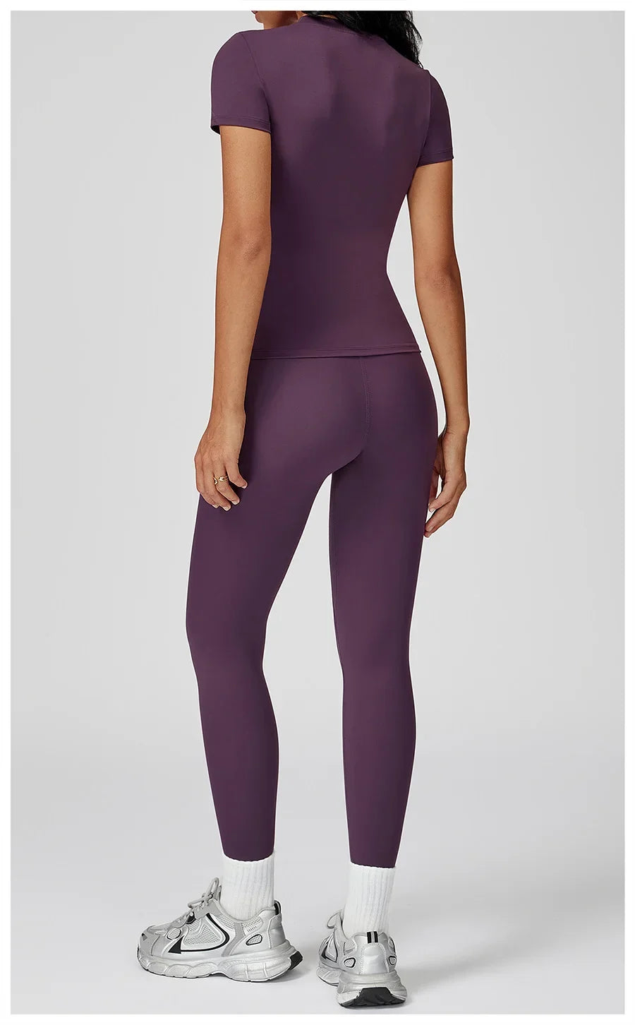 New Yoga Set Two Piece Women Short Sleeve Top with High Waist Leggings Seamless Workout Clothes Patchwork Sport Fitness Gym Sets