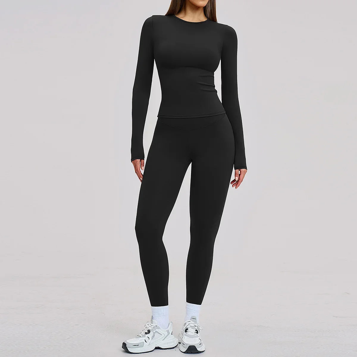 New Yoga Set 2PCS Gym Clothes Workout Outfits Women Long-sleeved T-shirt Sportswear Tracksuits Fitness Sports Vest Gym Leggings