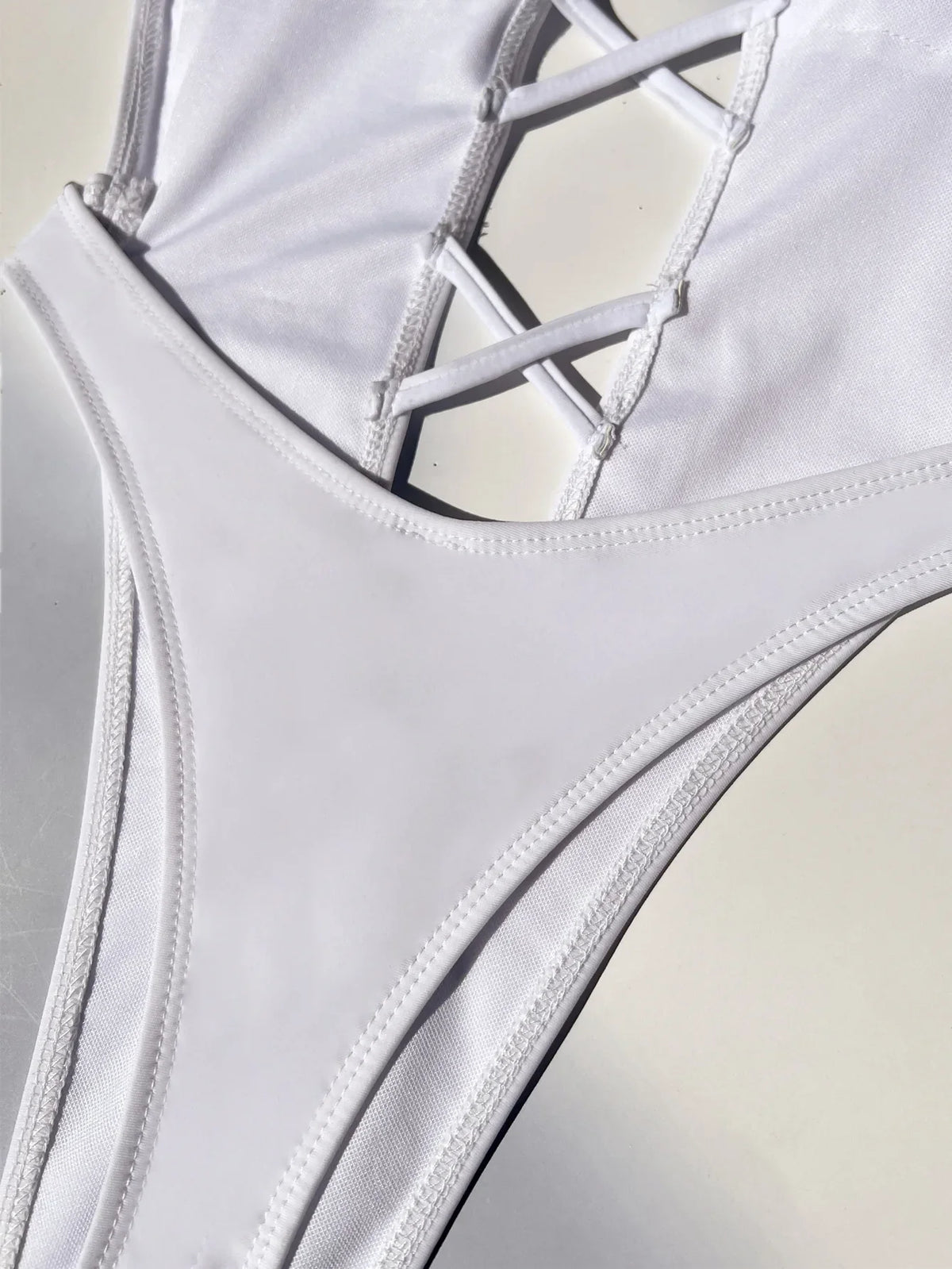 Sexy Hollow Out Cross One Piece Swimsuit 2026 Women White Black Deep V Neck Backless Thong Bikini Beach Bathing Suit Swimwear