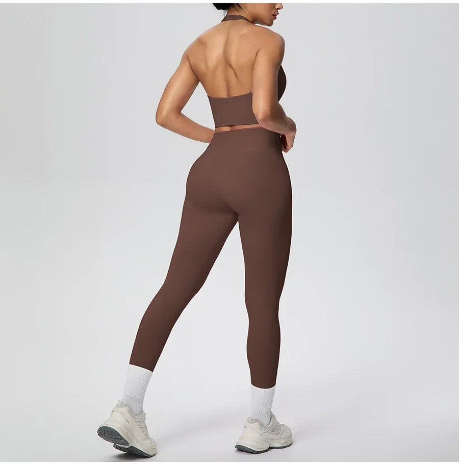 Yoga Clothing Set Women's High Waisted Leggings and Top 2 Piece Seamless Fitness Exercise Clothing Gym Sportswear Tracksuits