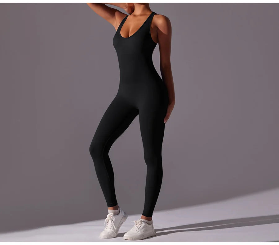 Seamless One-Piece Yoga Jumpsuit Women Fitness Sports Overalls Dance Workout Set Stretch Bodysuit Gym Clothes Push Up Sportswear