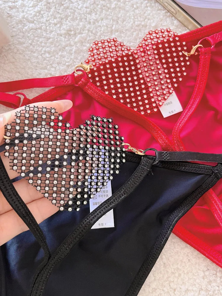 Diamonds Sexy Girls Thong Women Panties Letter Rhinestones G String Briefs Hot Erotic Underwear Low Waist Female Intimates