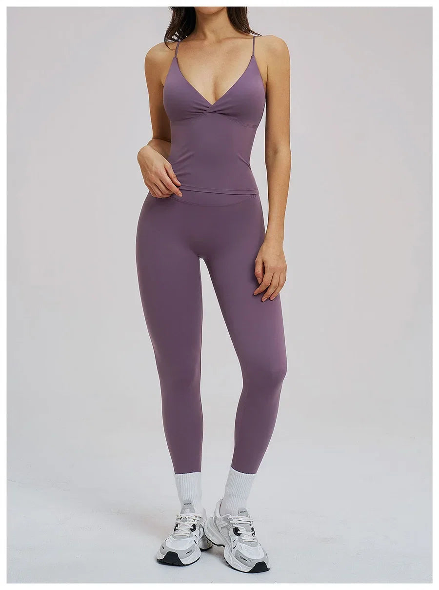 2PCS Yoga Suit Sports Set Women Fitness Quick-Drying Gym Tracksuit Running Nude Feeling Workout Outfit Sport Bra Leggings Suit