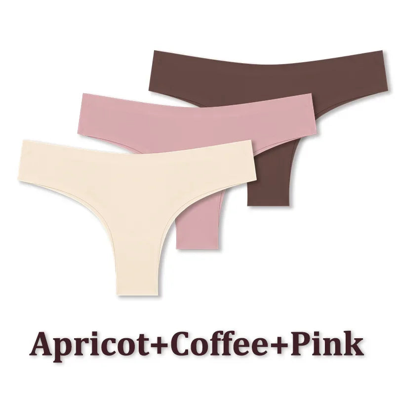 3PCS Seamless Ultra-thin Brazilian panties Maillard Panties Women Ice Silk Underwear Sexy Panty Low Waist G-string Female Solid
