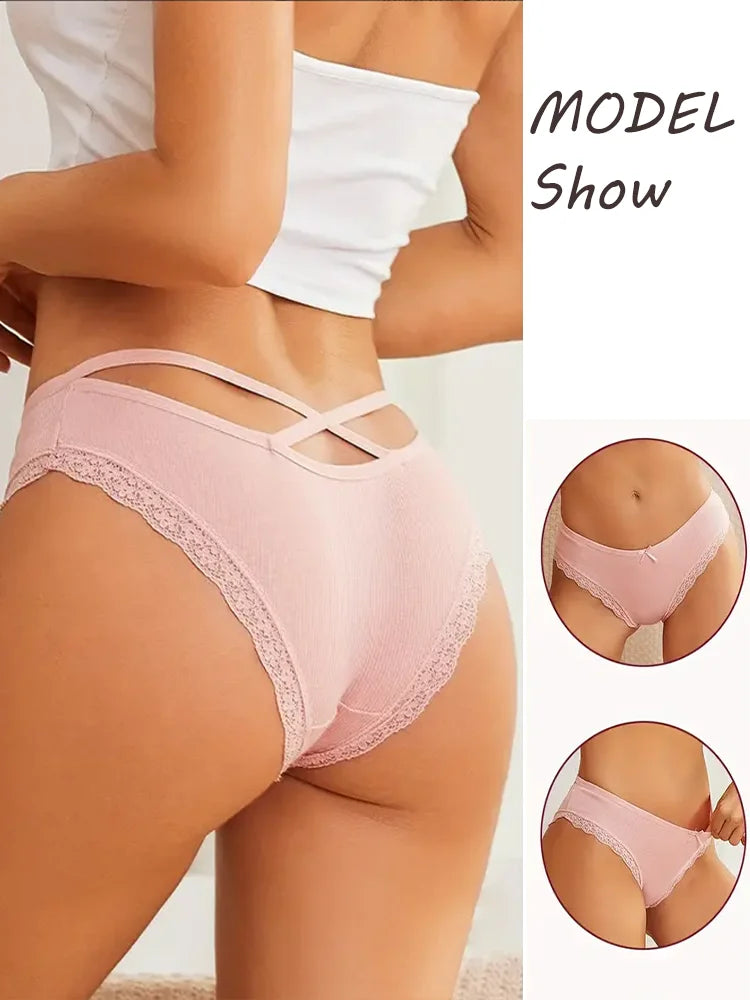 3Pcs Women Cotton Panties Seamless Hollow Sexy Design Unique Low Waist Women Panty Breathable Girl Underwear Soft Lingerie S-XL
