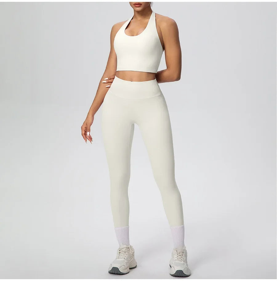 Yoga Clothing Set Women's High Waisted Leggings and Top 2 Piece Seamless Fitness Exercise Clothing Gym Sportswear Tracksuits