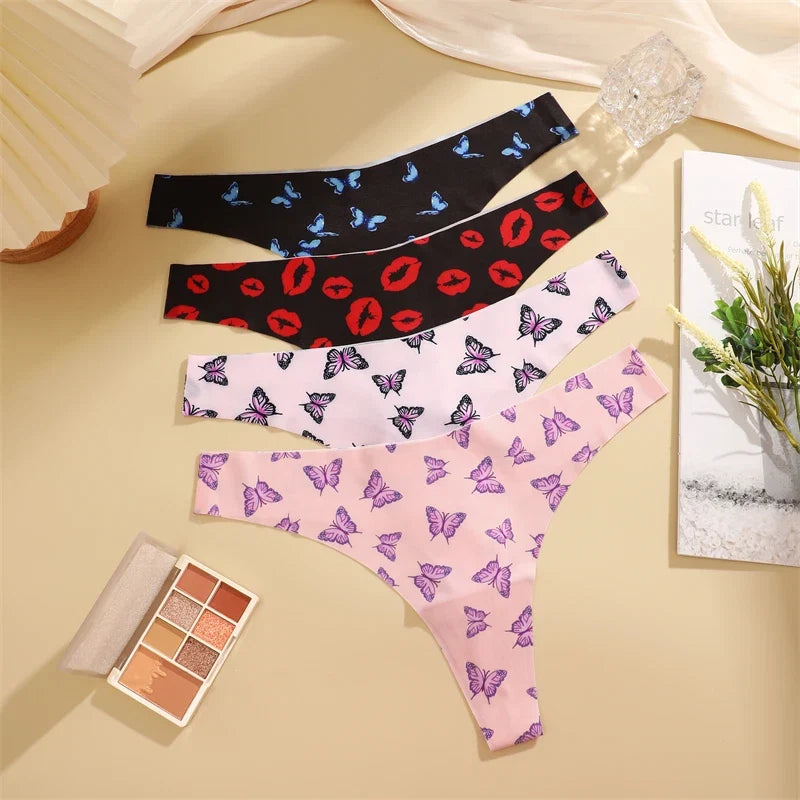 3Pcs Ultra-thin Seamless G-string Women Thongs Sexy Sweet Fruit Low-waist Panties Ladies Soft Cute Thongs Female S-XL T-Back