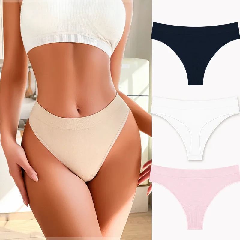 3PCS Seamless Women's Lingerie Female Thongs Sexy Underwear Low-Rise Underpant Women's Panties Intimates Bikini Briefs S-XL