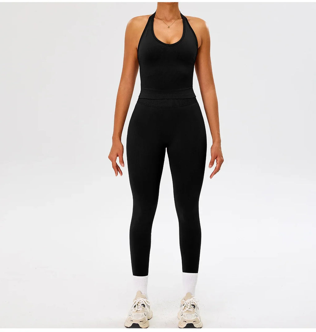Seamless Gym Top Women Sports Bra Running Neck Hanging Yoga Bra Breathable Sports Underwear Women Push Up Fitness Workout Tops