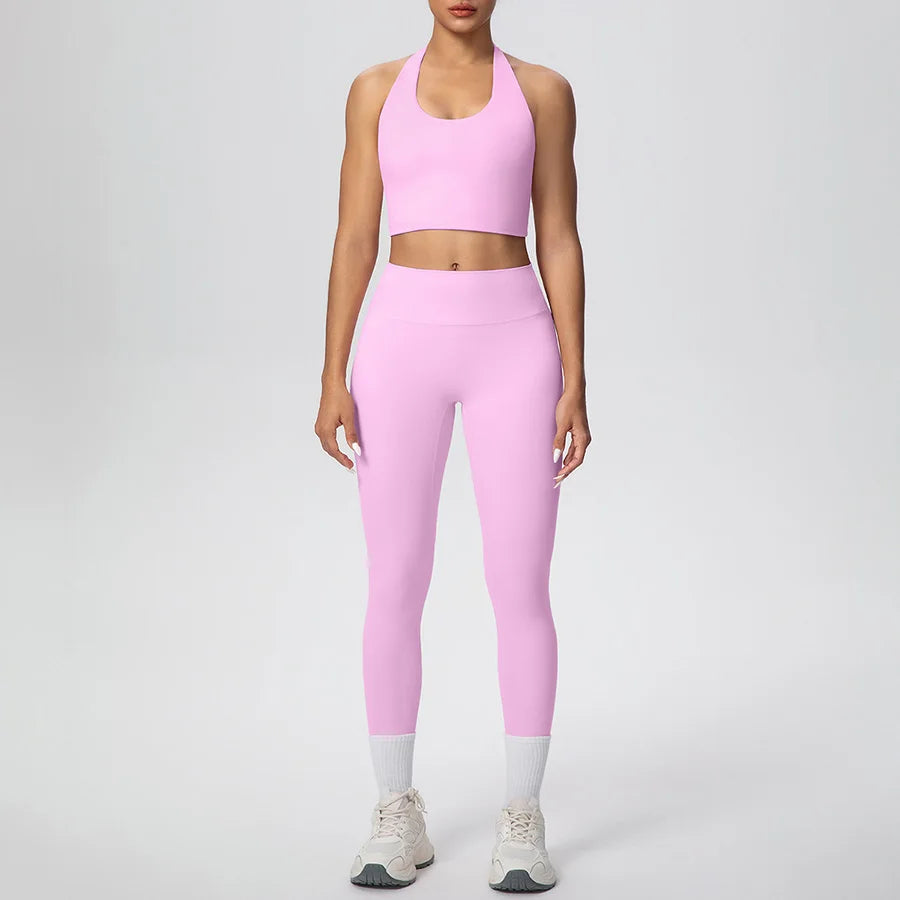 Yoga Clothing Set Women's High Waisted Leggings and Top 2 Piece Seamless Fitness Exercise Clothing Gym Sportswear Tracksuits