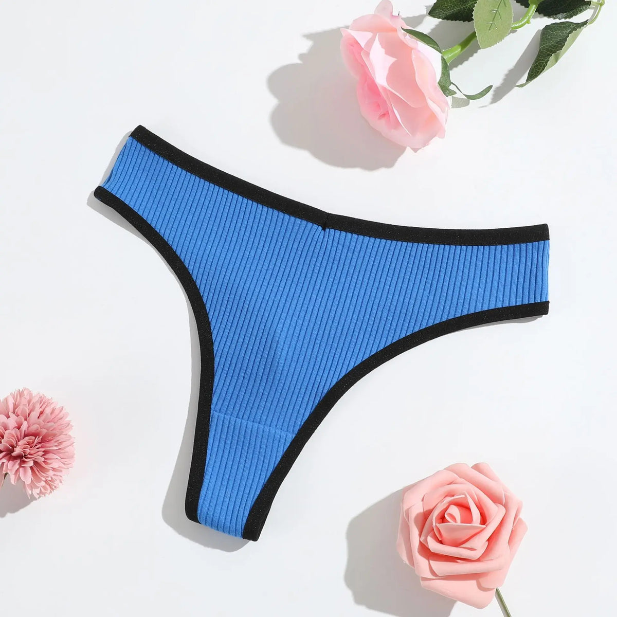 1pcs Seamless Cotton Thong Ribbed Ladies Panties Low Rise Solid Color Sexy G-string Panties Female Breathable Underwear