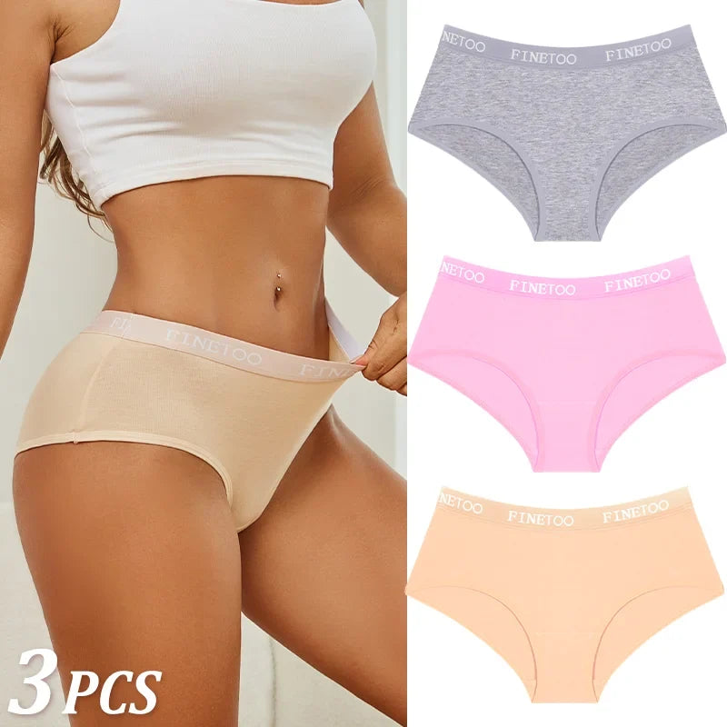 3Pcs Women's Cotton Briefs Letter Belt Underwear Women Panties Sexy Breathable Briefs Female Stretch Ladies Soft Lingerie