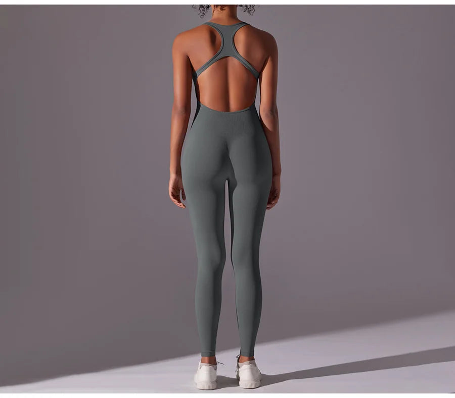 Seamless One-Piece Yoga Jumpsuit Women Fitness Sports Overalls Dance Workout Set Stretch Bodysuit Gym Clothes Push Up Sportswear