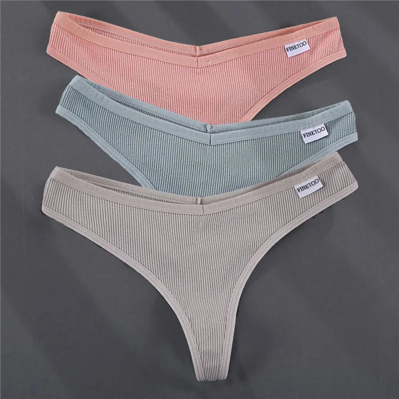 3PCS Cotton Women Thongs Panties Sexy Low Waist Cotton Briefs Female T-Back G-string Girls M-XL Intimate Lingerie