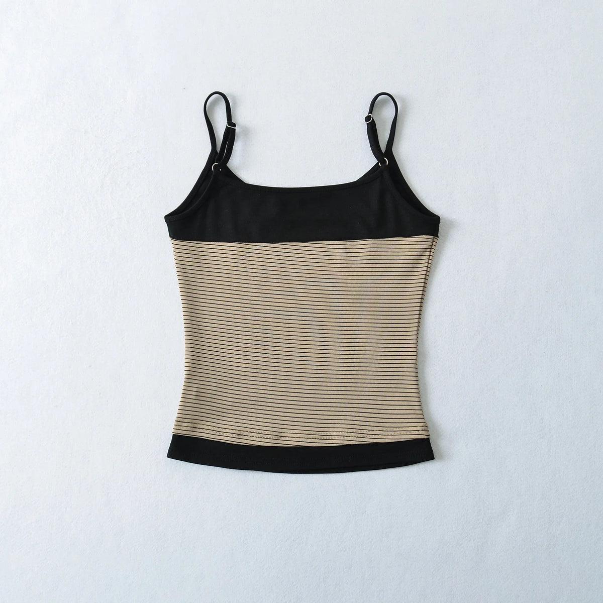 New Korean Style Pure Desire Color-Block Patchwork Base Shirt Women's Striped Inner Camisole Tank Top For Woman Casual TA42