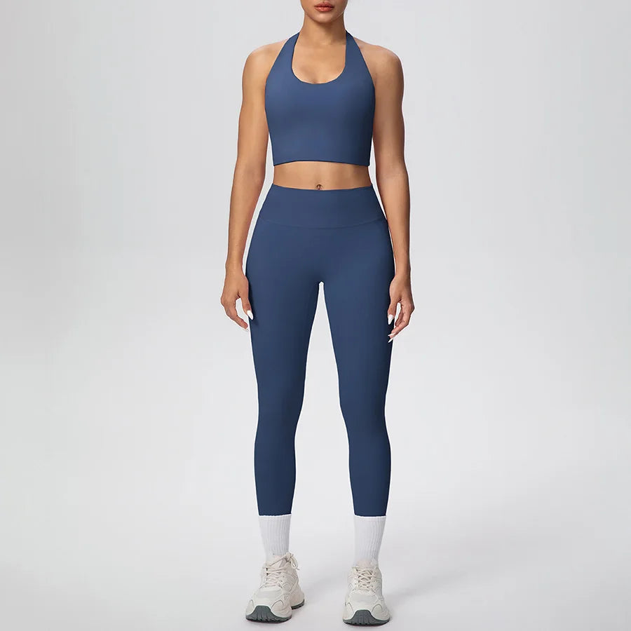 Yoga Clothing Set Women's High Waisted Leggings and Top 2 Piece Seamless Fitness Exercise Clothing Gym Sportswear Tracksuits