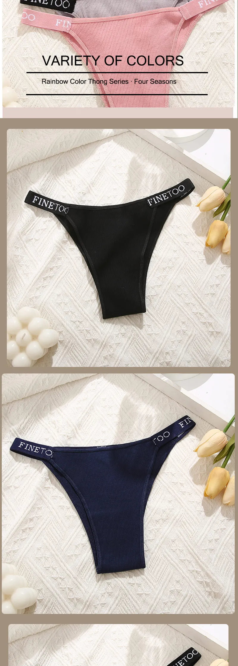 5PCS Women Cotton Maillard Brazilian Sexy Panties Breathable Low Waist Female Underwear Soft Solid Color Intimates High Elastic