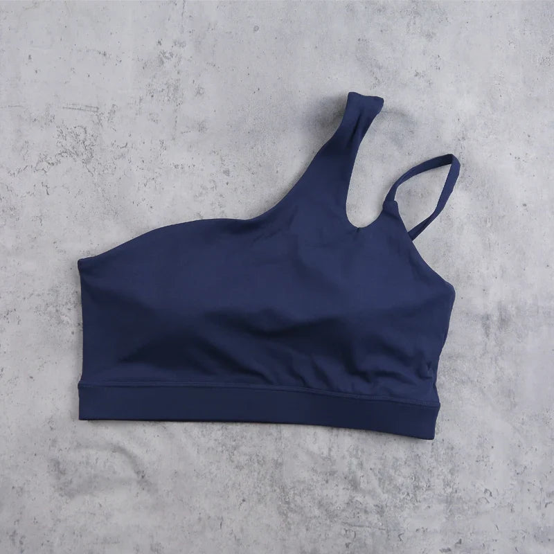 DIA FIT JOY Yoga Sports Bra Single Shoulder Irregular Strap Naked feel Sensation Beautiful Back Design Comfortable Breathable