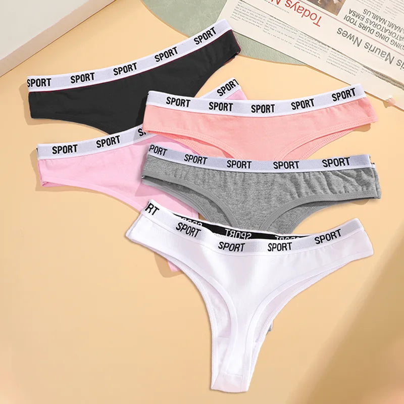 5Pcs/Set Women Thongs Cotton Panties Plus Zise Underwear Sexy G-String Low Waist Briefs Underpants Comfortable Lingerie S-XL