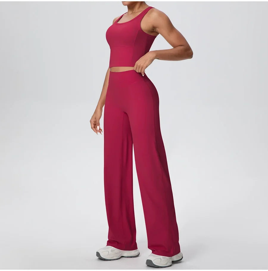2PCS Yoga Set Women Tracksuit Nude Feeling Workout Sets Gym Clothes Push Up Fitness Running Sportswear Sport Straight tank suit