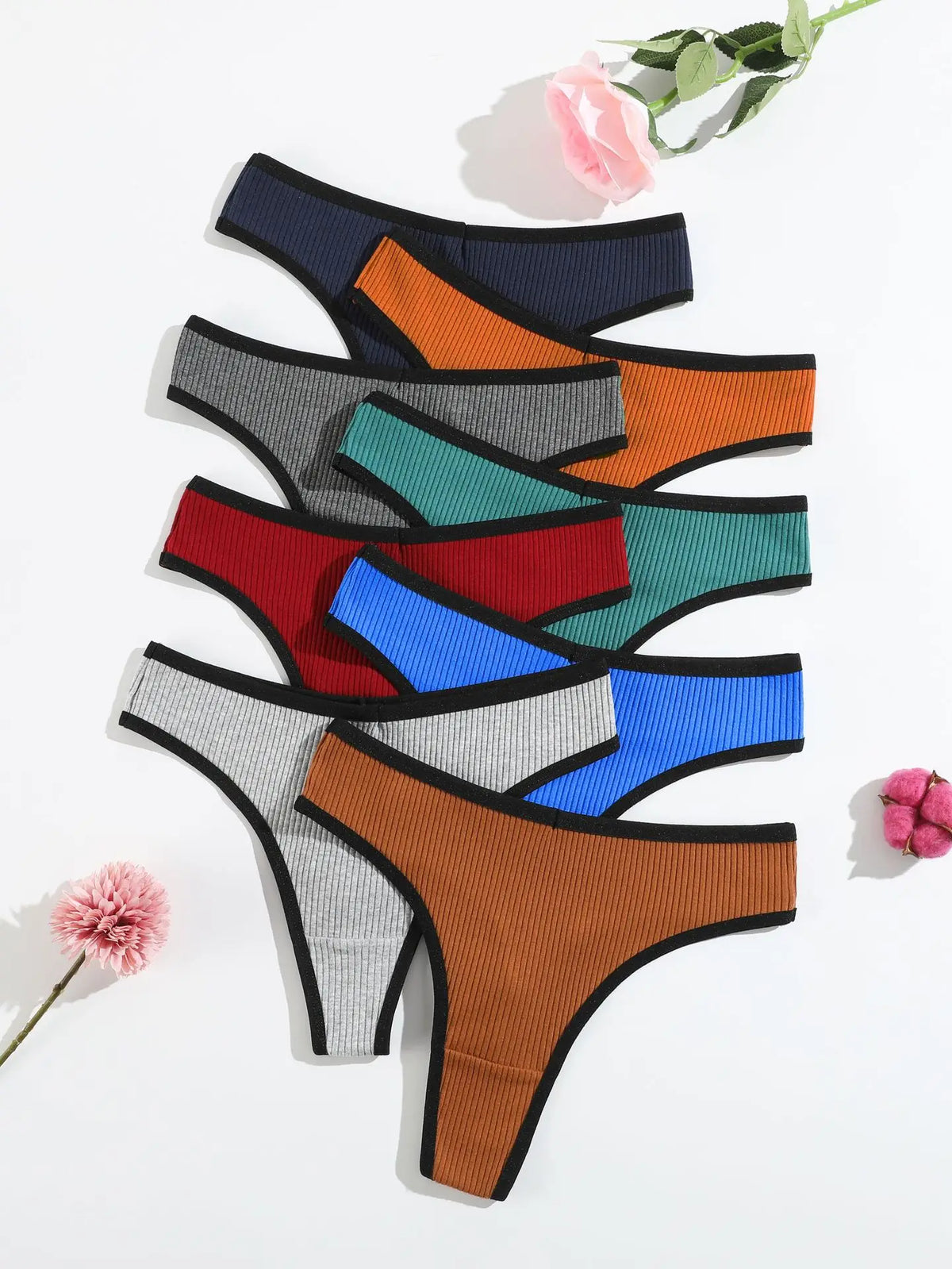 1pcs Seamless Cotton Thong Ribbed Ladies Panties Low Rise Solid Color Sexy G-string Panties Female Breathable Underwear