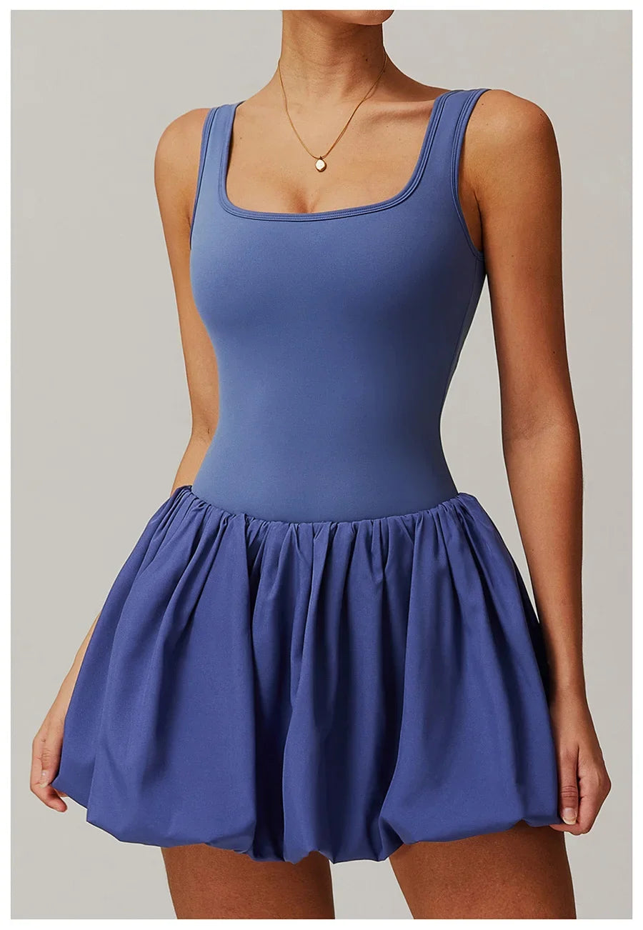 New Yoga Set Fake Two-piece Sports Dress Women's Anti Glare Yoga Jumpsuit Outdoor Running Fitness Tennis Skirt Workout Rompers