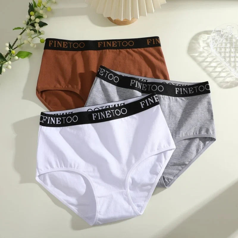 Finetoo 3Pcs Women's Seamless Cotton Briefs Women Plus SizePanties Breathable Underwear Female Low Waist Soft Lingerie S-XXL
