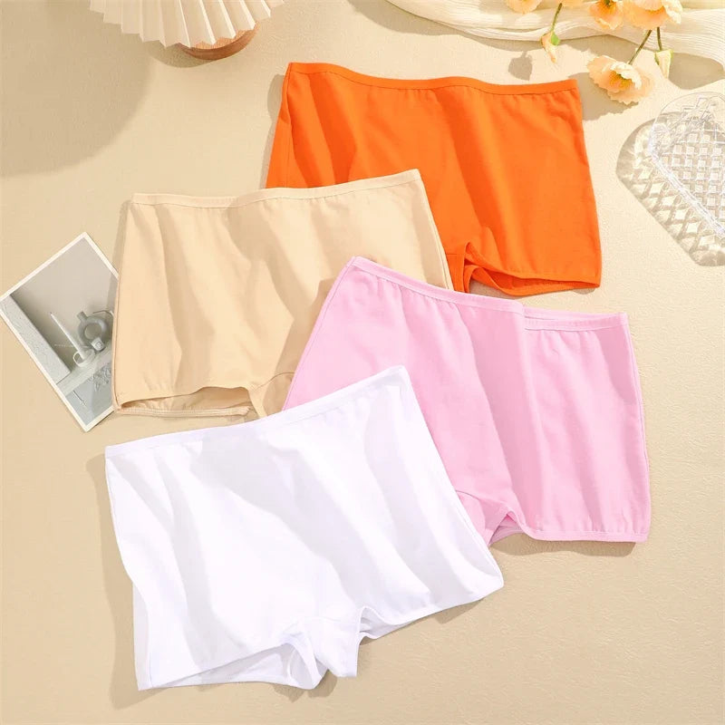 5Pcs Women's Cotton Underwear Boxers Seamless Sports Panties Female Solid Color Briefs Cozy Lingerie Intimate Underpants XS-XL