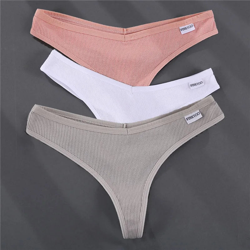 3PCS Cotton Women Thongs Panties Sexy Low Waist Cotton Briefs Female T-Back G-string Girls M-XL Intimate Lingerie
