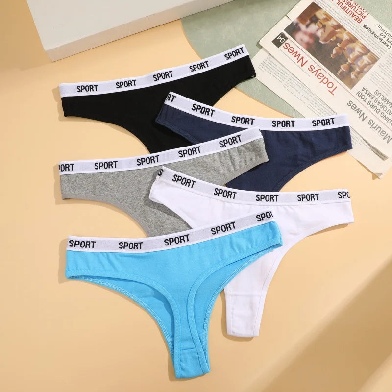 5Pcs/Set Women Thongs Cotton Panties Plus Zise Underwear Sexy G-String Low Waist Briefs Underpants Comfortable Lingerie S-XL