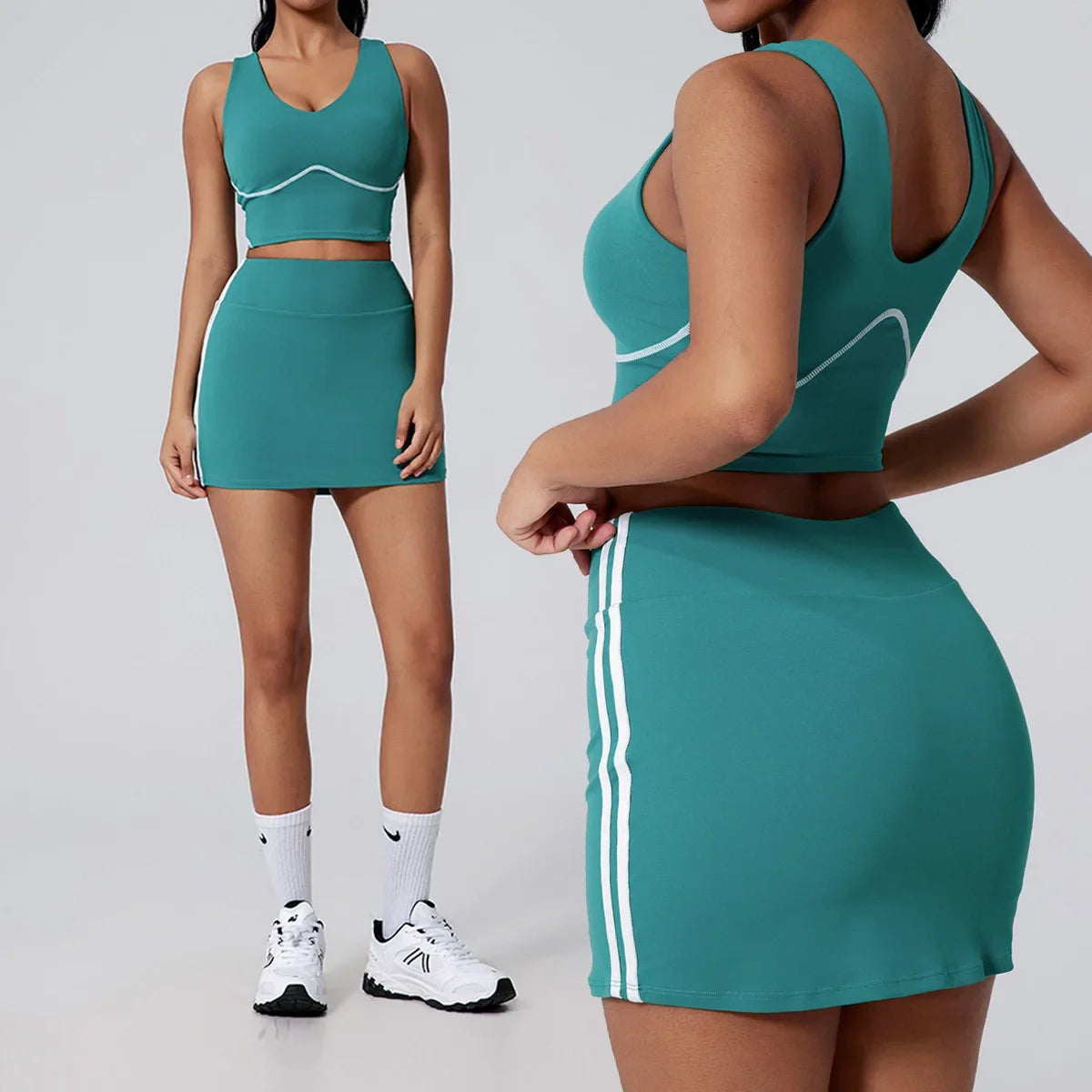 Women Vest Tank Top Tennis Suit Fitness Yoga Set Casual Outdoor Short Skirt Running Golf Gym Suit Female Breathable Sportswear