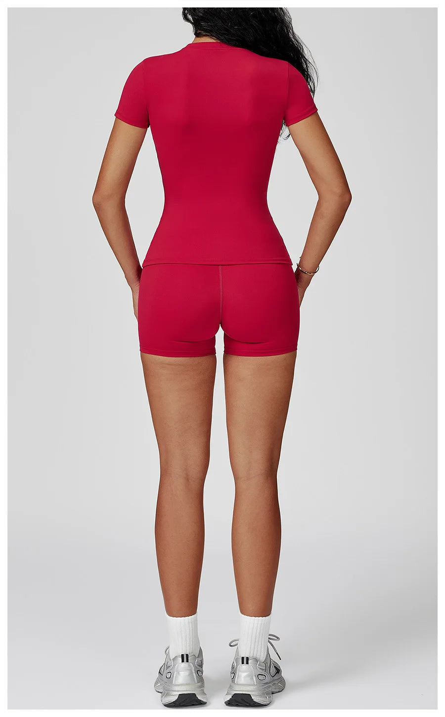New Yoga Set Two Piece Women Short Sleeve Top with High Waist Leggings Seamless Workout Clothes Patchwork Sport Fitness Gym Sets