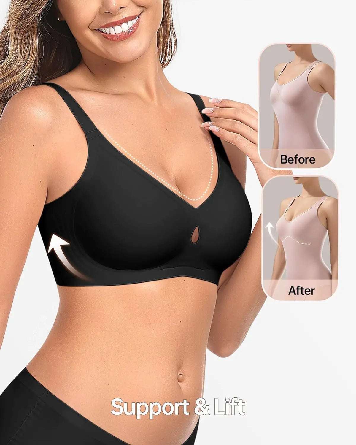 Women's Small Teardrop Smooth Wire-free Bra 3/4 Cup Thin Mold Jelly-like Bra Comfortable and Breathable Underwear Plus