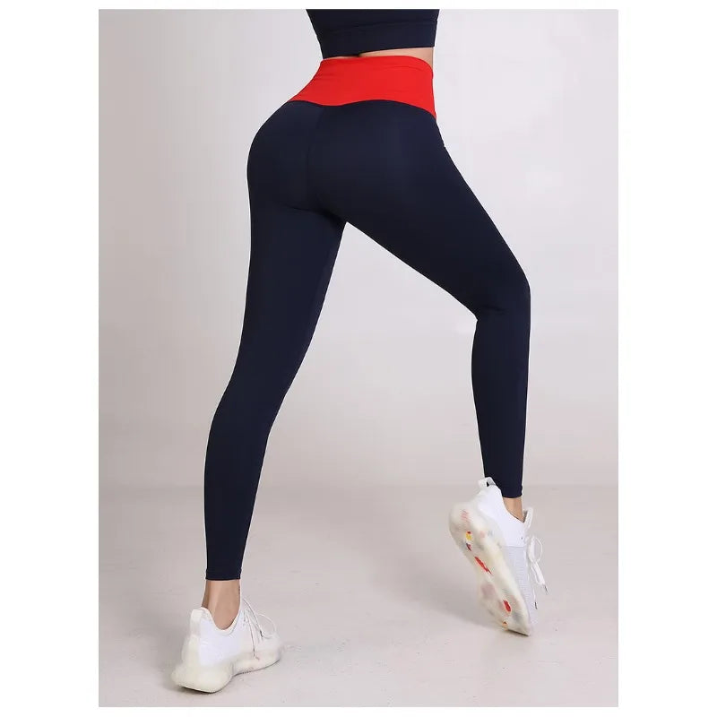 Spliced V-shaped Waist Sportwear Yoga Pants for Women 2025 Training Gym Clothes Wrap Tights Leggings Female Clothing