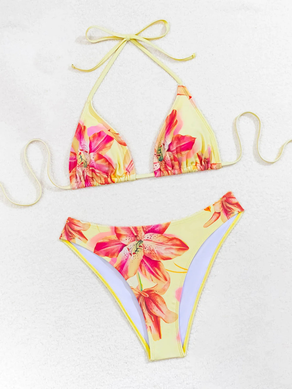 2025 New Women's Black Ground White Dot Printed Swimsuit Halter Neck Low Waist Bikini Set For Summer Female Swimwear Brazilian
