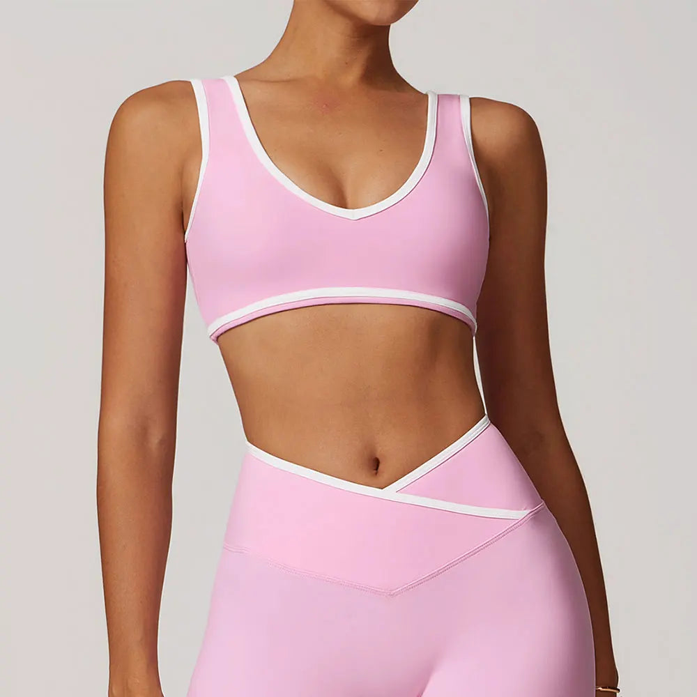 Sports Underwear Women Top Push Up Fitness Yoga Bra Color Blocking Workout Bra Gym Sport Tops For Women Breathable Running Vest