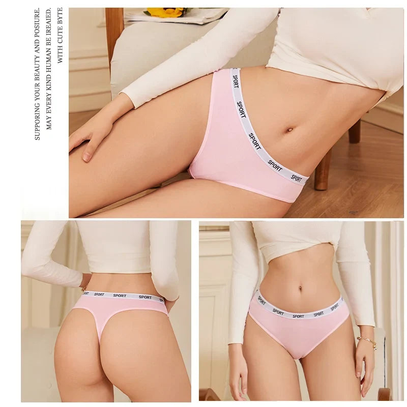5Pcs/Set Women Thongs Cotton Panties Plus Zise Underwear Sexy G-String Low Waist Briefs Underpants Comfortable Lingerie S-XL