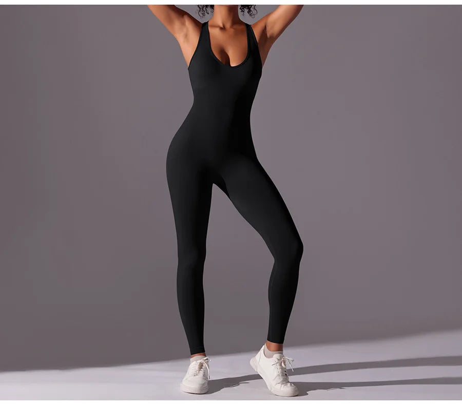 Seamless One-Piece Yoga Jumpsuit Women Fitness Sports Overalls Dance Workout Set Stretch Bodysuit Gym Clothes Push Up Sportswear