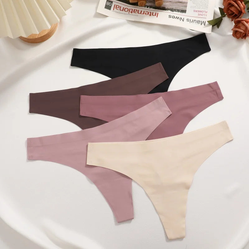5Pcs/Set Seamless Ultra-thin panties Maillard Panties Women Ice Silk Underwear Sexy Panty Low Waist G-string Female Solid Panty