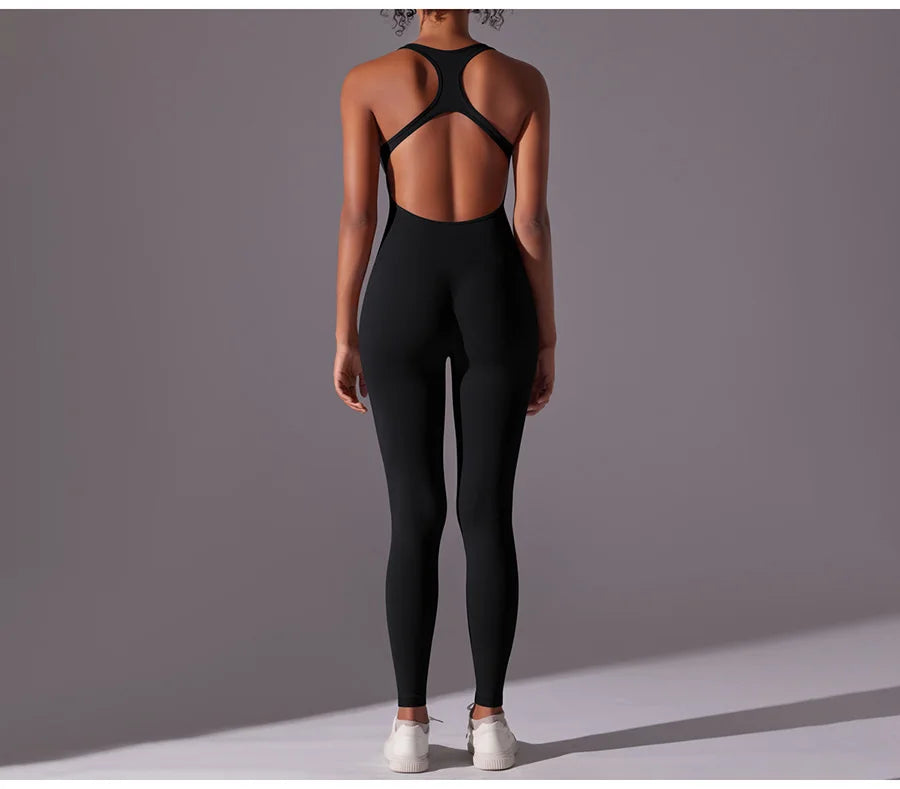 Seamless One-Piece Yoga Jumpsuit Women Fitness Sports Overalls Dance Workout Set Stretch Bodysuit Gym Clothes Push Up Sportswear