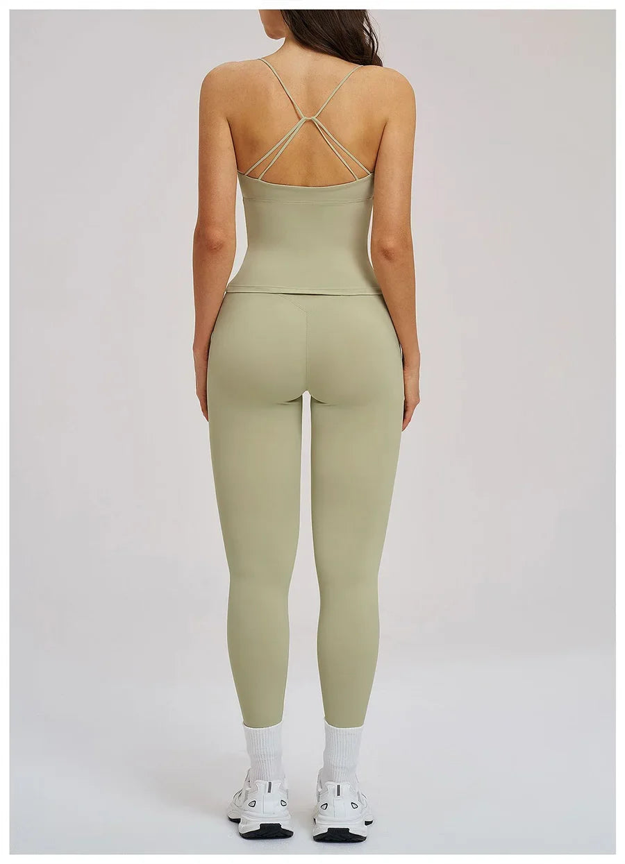 2PCS Yoga Suit Sports Set Women Fitness Quick-Drying Gym Tracksuit Running Nude Feeling Workout Outfit Sport Bra Leggings Suit