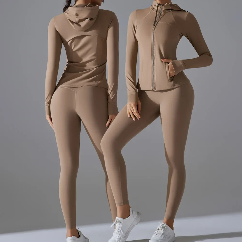 New Yoga Set 2PCS Sports Outfits Women Clothes Fitness Tracksuit Gym Legging Workout Long Sleeved Female Yoga Suit Sportswear